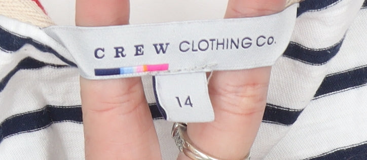 Crew Clothing Co. Women’s White Navy Stripe Cotton 3/4 Sleeve Top Size 14