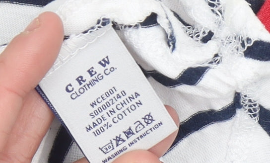 Crew Clothing Co. Women’s White Navy Stripe Cotton 3/4 Sleeve Top Size 14