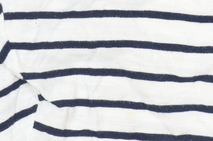 Crew Clothing Co. Women’s White Navy Stripe Cotton 3/4 Sleeve Top Size 14