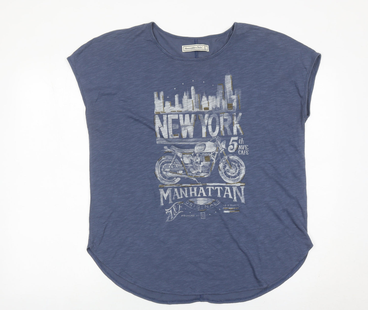 Abercrombie & Fitch Womens Blue L Graphic New York T-Shirt