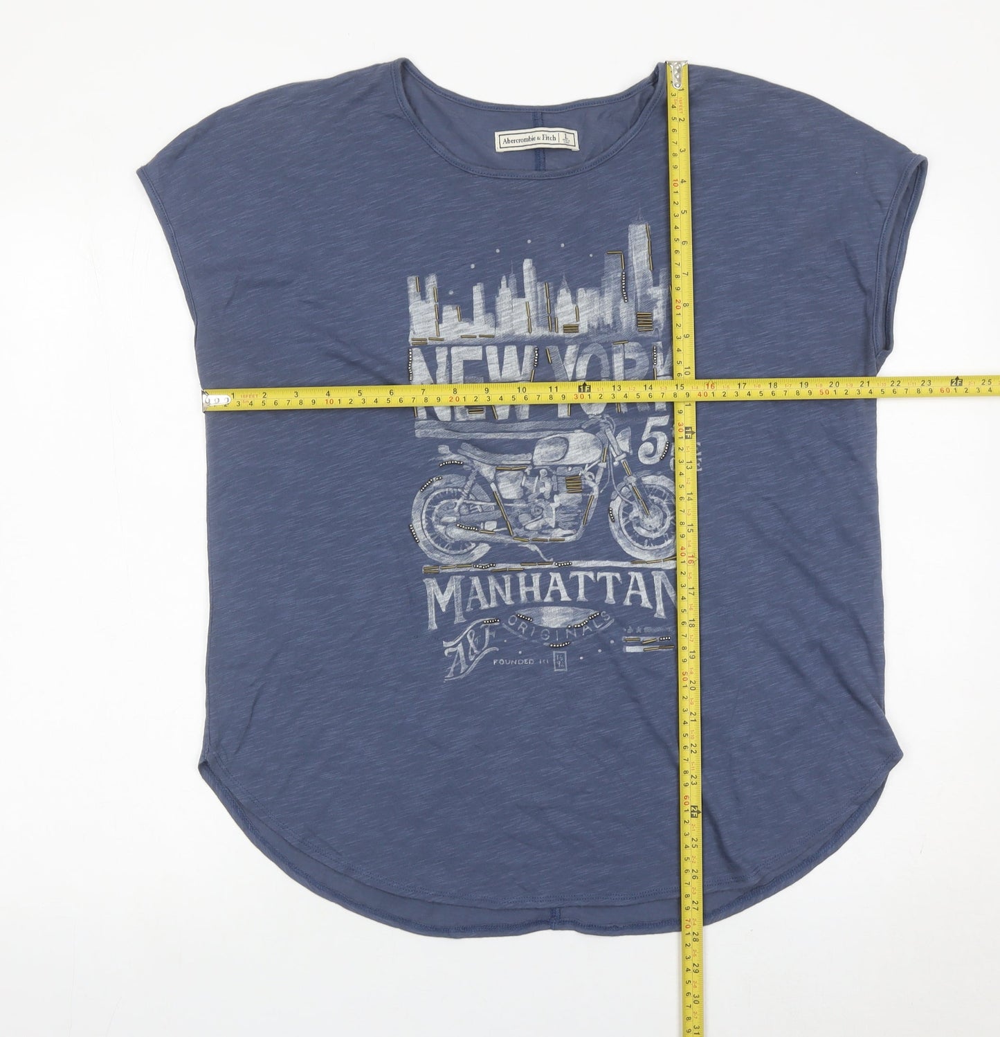 Abercrombie & Fitch Womens Blue L Graphic New York T-Shirt