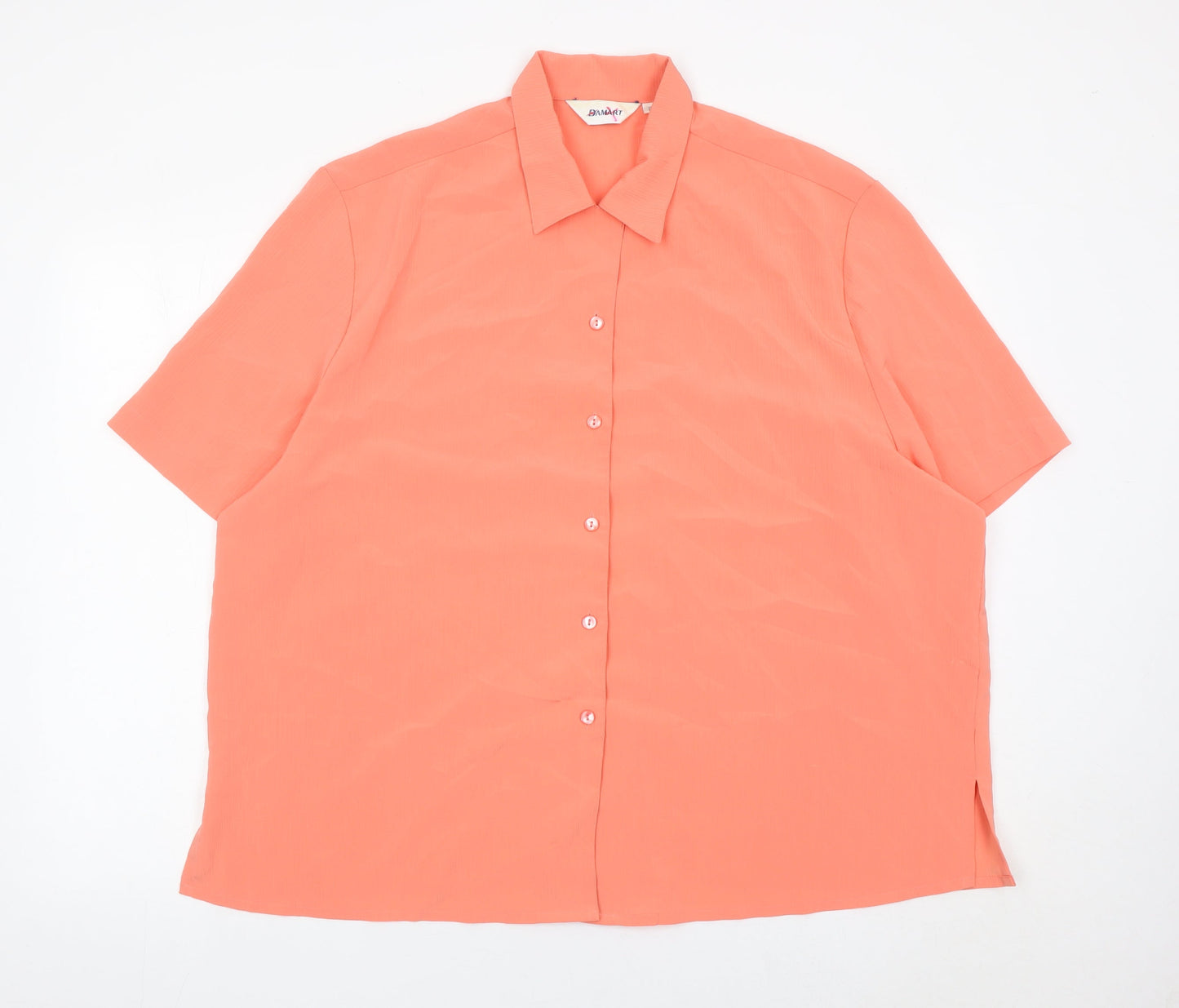 Damart Women’s Orange Short Sleeve Collared Button-Up Shirt Size 22
