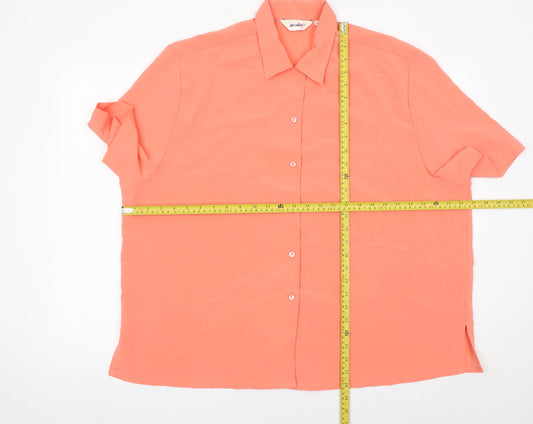 Damart Women’s Orange Short Sleeve Collared Button-Up Shirt Size 22