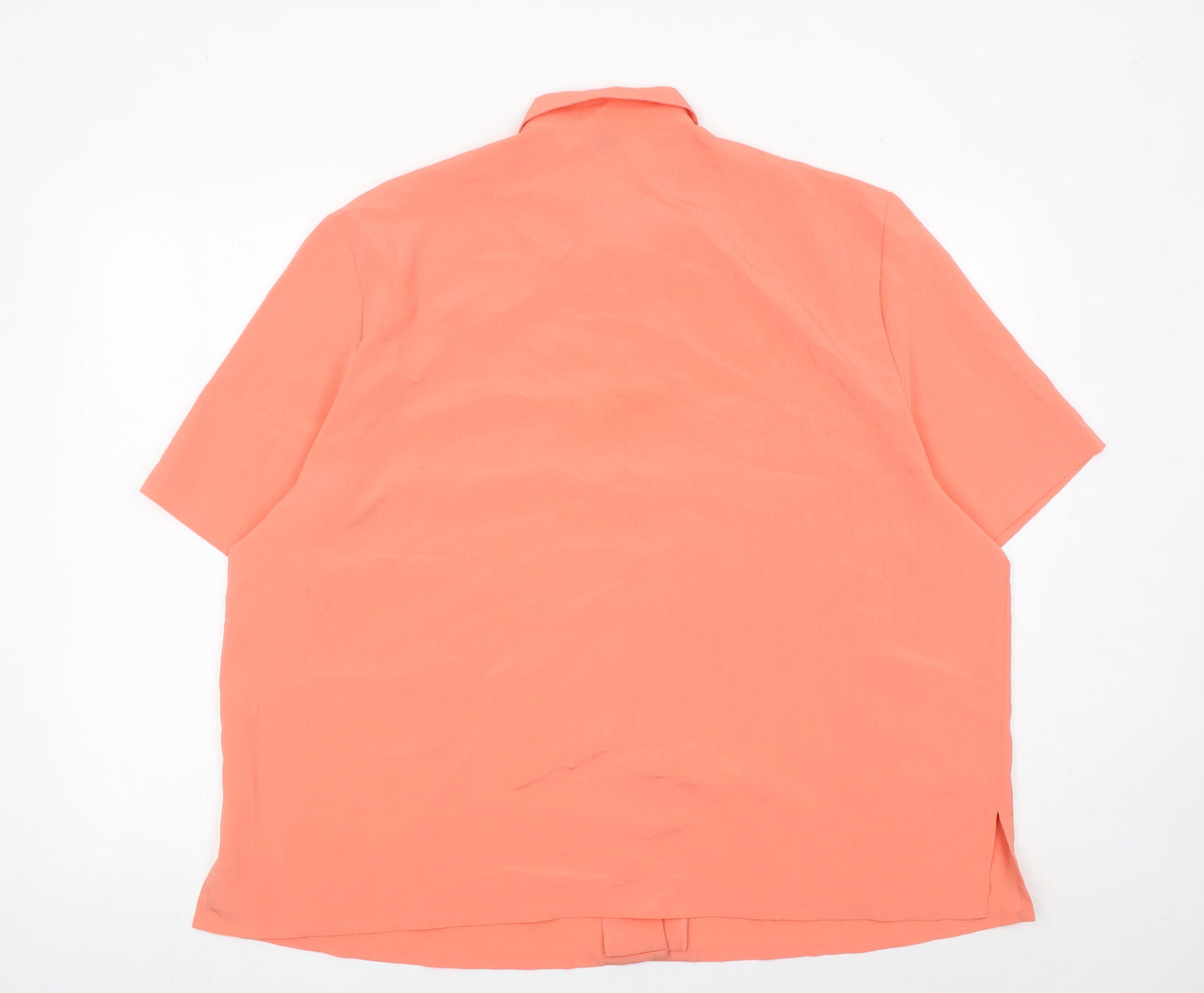Damart Women’s Orange Short Sleeve Collared Button-Up Shirt Size 22