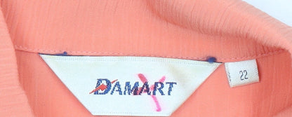 Damart Women’s Orange Short Sleeve Collared Button-Up Shirt Size 22
