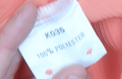 Damart Women’s Orange Short Sleeve Collared Button-Up Shirt Size 22