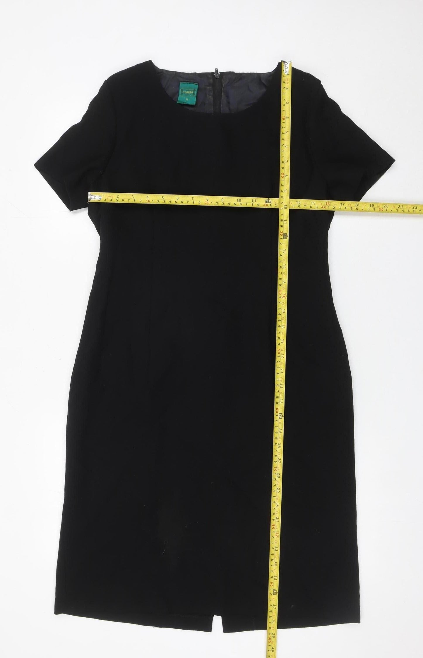 Canda Womens Black Wool Sheath Dress UK 14 Work Business Formal