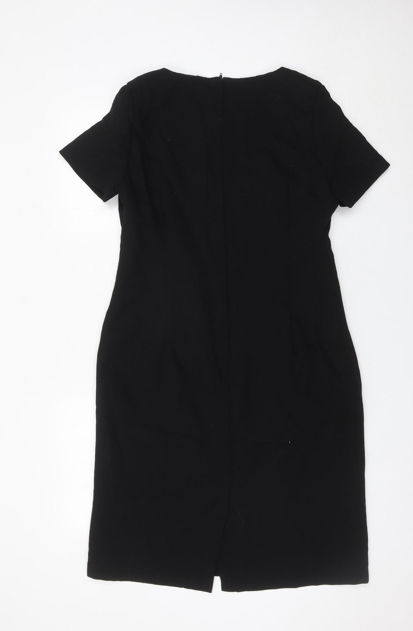 Canda Womens Black Wool Sheath Dress UK 14 Work Business Formal