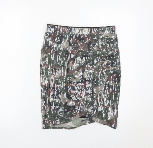 Hush Women’s Camouflage Sequin Pencil Skirt Size 10 Multicoloured Party
