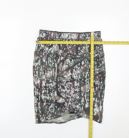 Hush Women’s Camouflage Sequin Pencil Skirt Size 10 Multicoloured Party