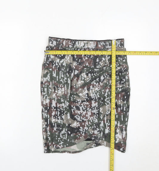 Hush Women’s Camouflage Sequin Pencil Skirt Size 10 Multicoloured Party