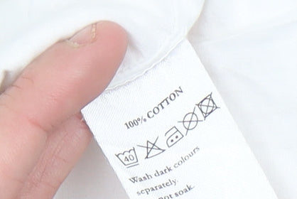 Monsoon Womens White Cotton Pencil Skirt Size 12 Knee Length