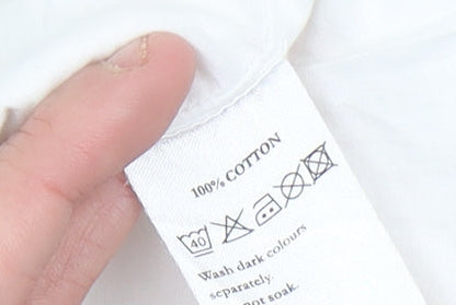 Monsoon Womens White Cotton Pencil Skirt Size 12 Knee Length