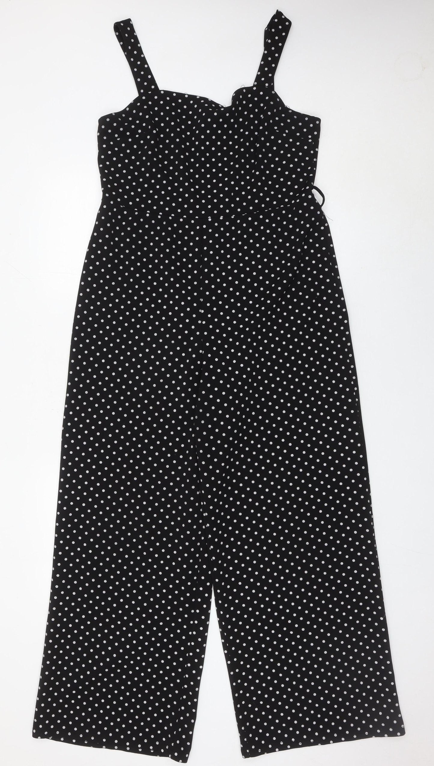 Miss Selfridge Women’s Black Polka Dot Wide-Leg Sleeveless Jumpsuit UK12