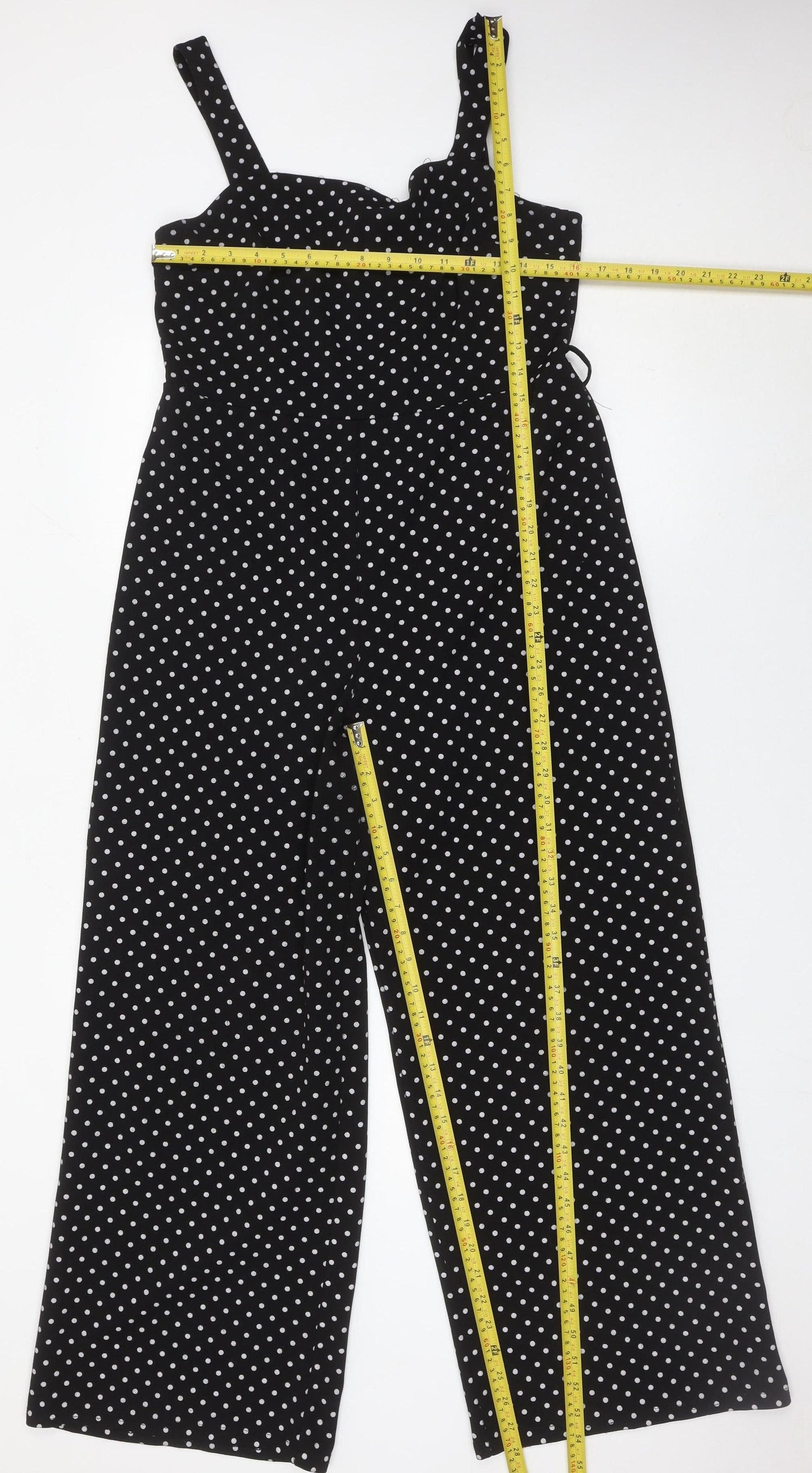 Miss Selfridge Women’s Black Polka Dot Wide-Leg Sleeveless Jumpsuit UK12