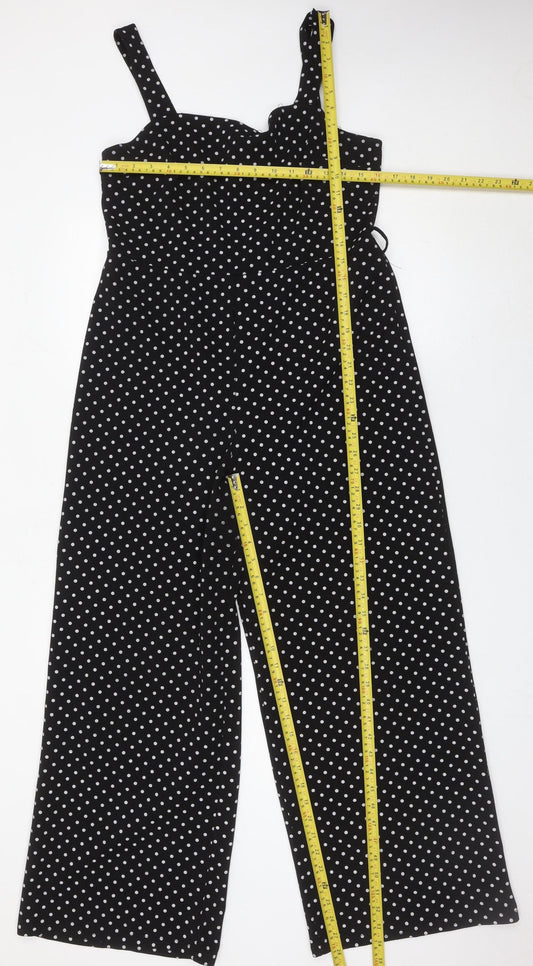 Miss Selfridge Women’s Black Polka Dot Wide-Leg Sleeveless Jumpsuit UK12
