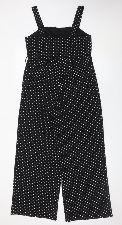 Miss Selfridge Women’s Black Polka Dot Wide-Leg Sleeveless Jumpsuit UK12