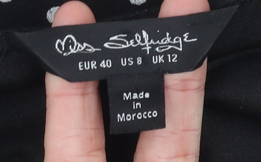 Miss Selfridge Women’s Black Polka Dot Wide-Leg Sleeveless Jumpsuit UK12