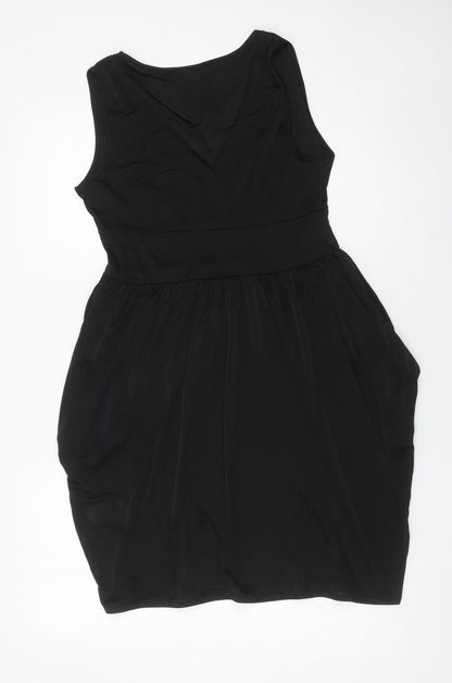 Soaked in Luxury Women’s Black Sleeveless V-Neck Wrap Dress Size S