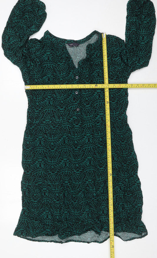 Marks and Spencer Womens Green Size 10 Shift Dress Long Sleeve