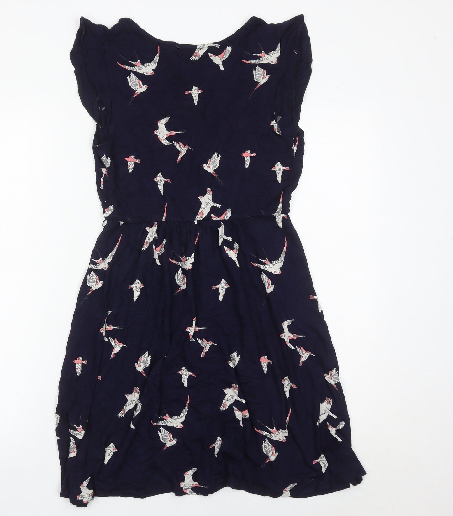 Oasis Womens Blue Bird Print Wrap Dress Size 10 Viscose