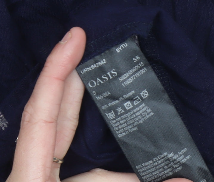 Oasis Womens Blue Bird Print Wrap Dress Size 10 Viscose