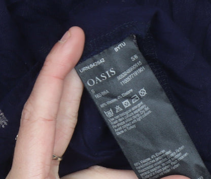 Oasis Womens Blue Bird Print Wrap Dress Size 10 Viscose