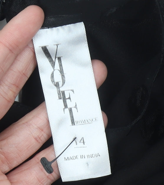 Violet Romance Women Black Size 14 A-Line Knee Length Dress