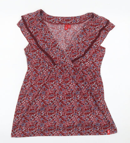 Womens UK Size M Esprit Red Wrap Blouse
