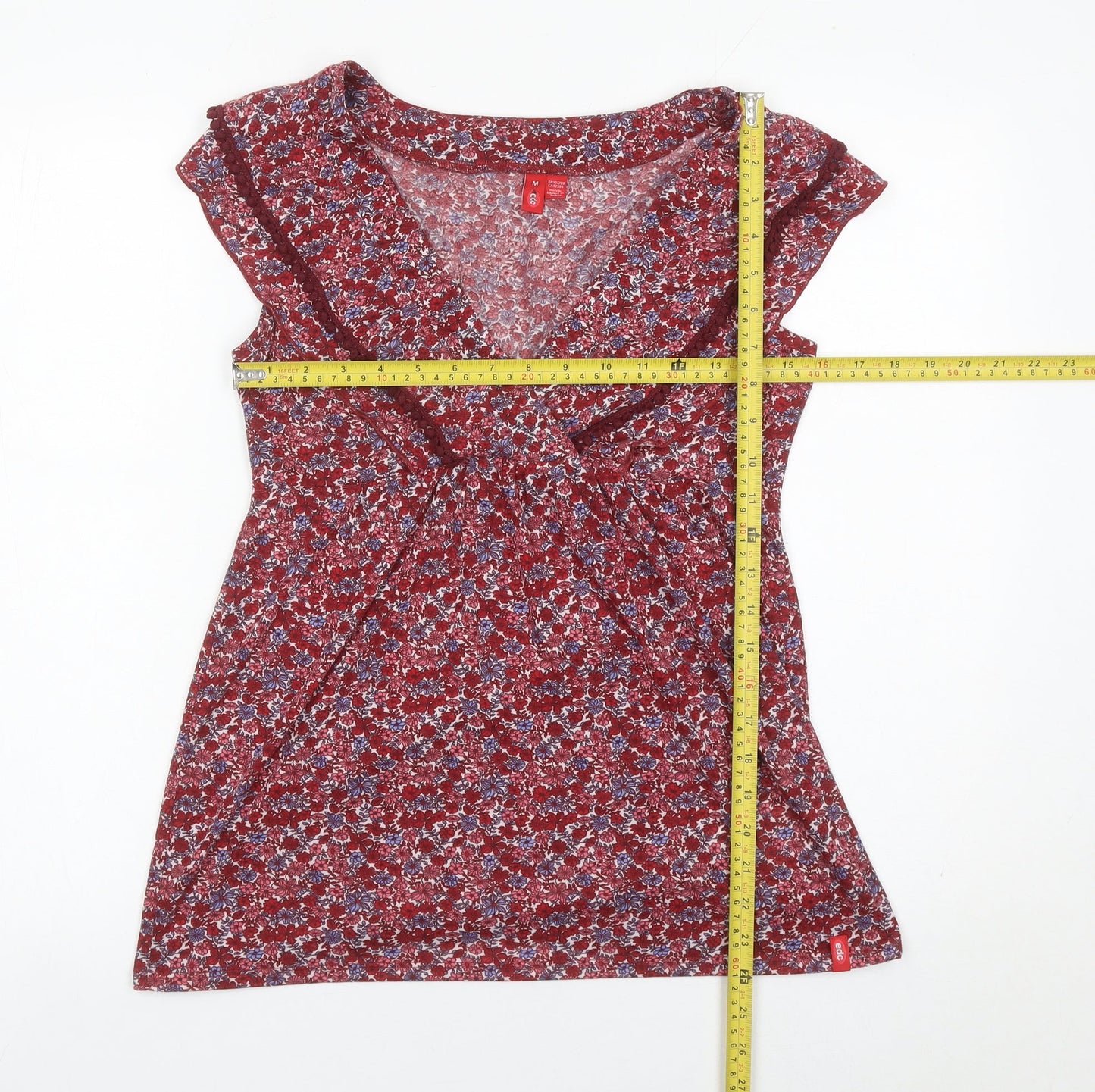 Womens UK Size M Esprit Red Wrap Blouse