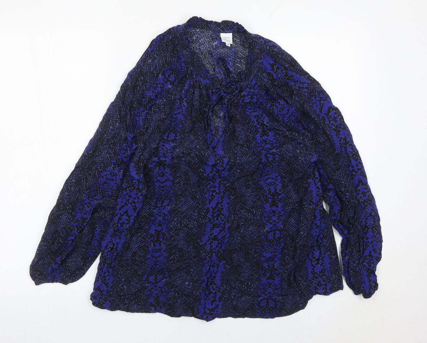 John Lewis Womens Blue Animal Print Viscose Tunic Blouse Size 18