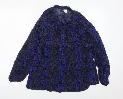 John Lewis Womens Blue Animal Print Viscose Tunic Blouse Size 18