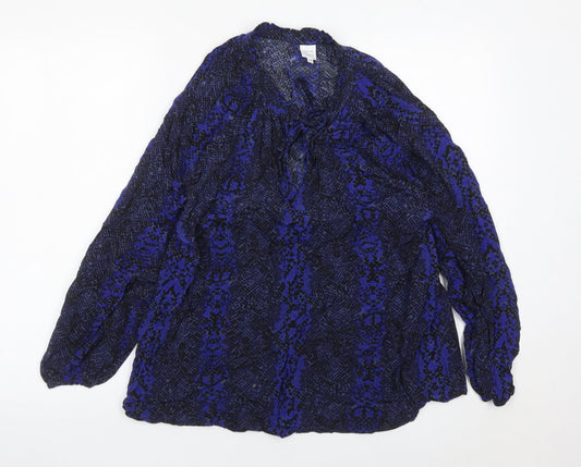 John Lewis Womens Blue Animal Print Viscose Tunic Blouse Size 18