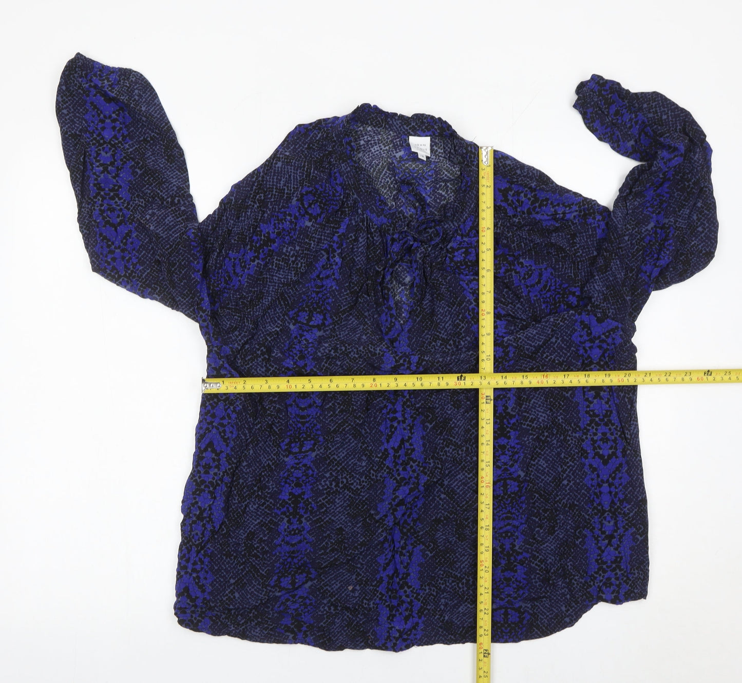 John Lewis Womens Blue Animal Print Viscose Tunic Blouse Size 18