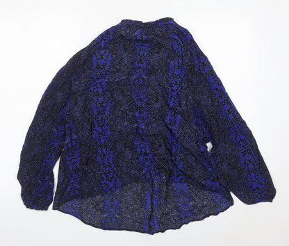 John Lewis Womens Blue Animal Print Viscose Tunic Blouse Size 18