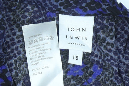 John Lewis Womens Blue Animal Print Viscose Tunic Blouse Size 18