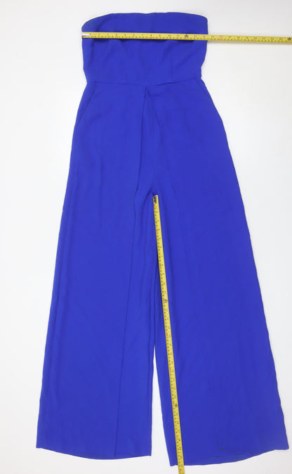 Very Women’s Blue Strapless Wide Leg Jumpsuit Size 8