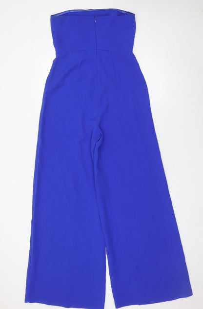 Very Women’s Blue Strapless Wide Leg Jumpsuit Size 8