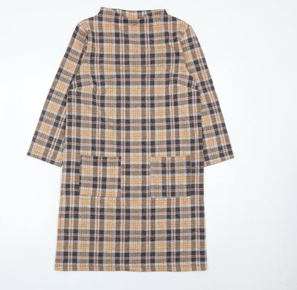 Tu Women’s Multicoloured Check Shift Dress Size 8 Long Sleeve