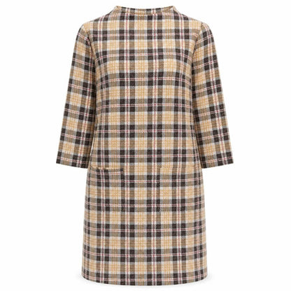 Tu Women’s Multicoloured Check Shift Dress Size 8 Long Sleeve