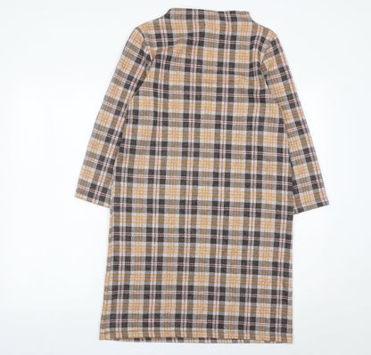 Tu Women’s Multicoloured Check Shift Dress Size 8 Long Sleeve