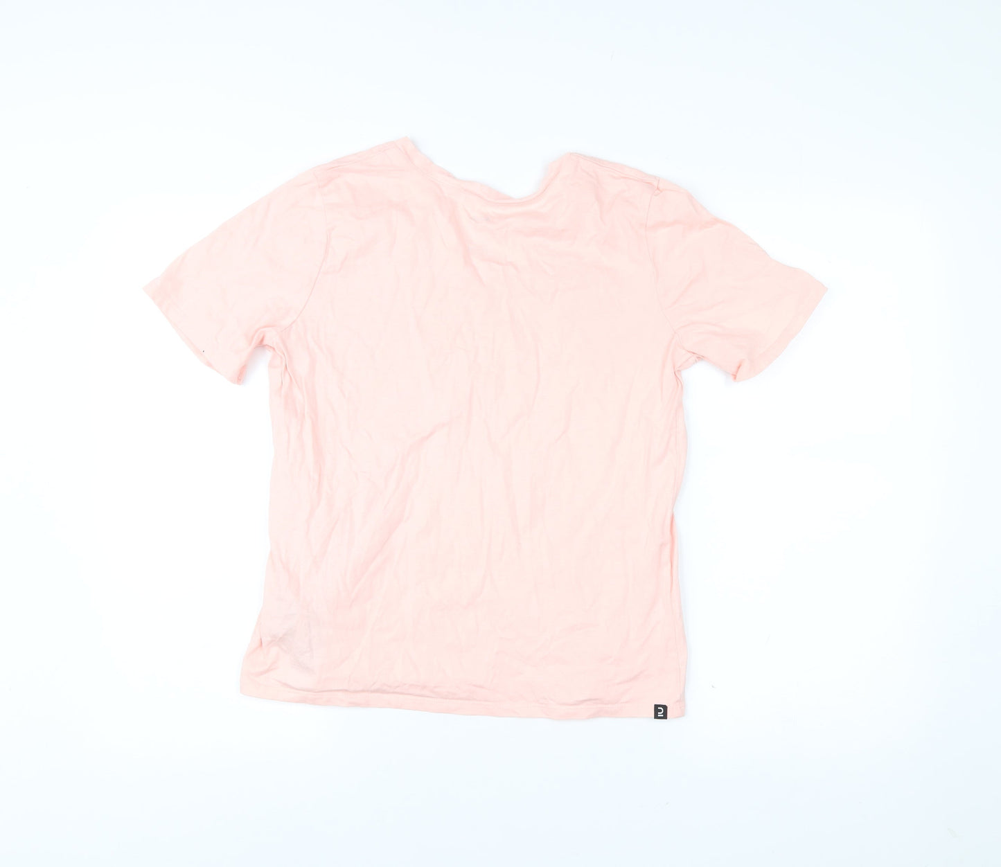 Decathlon Womens Pink V-Neck Cotton T-Shirt Size 12 Slim Fit