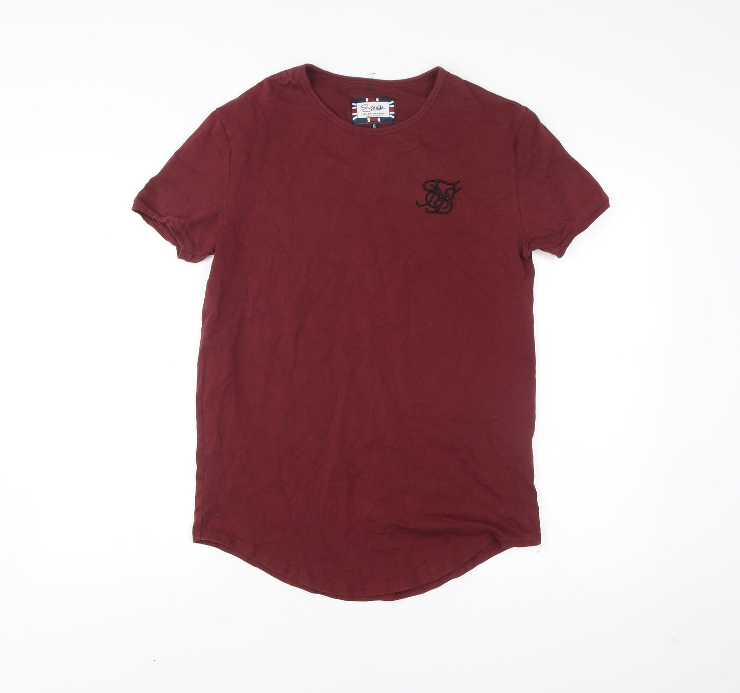 SikSilk Men's Red Slim Fit Crew Neck Short Sleeve T-Shirt M