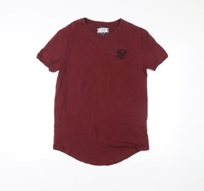 SikSilk Men's Red Slim Fit Crew Neck Short Sleeve T-Shirt M