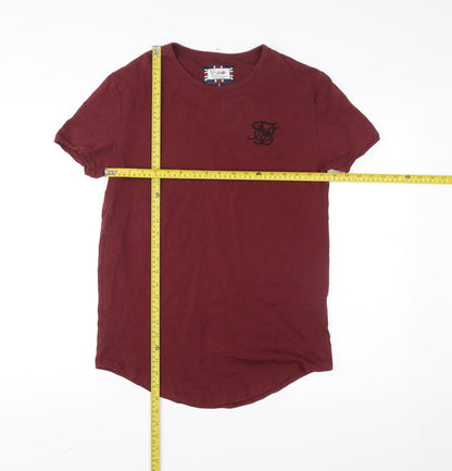 SikSilk Men's Red Slim Fit Crew Neck Short Sleeve T-Shirt M