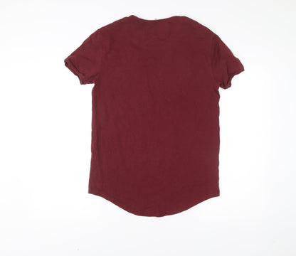 SikSilk Men's Red Slim Fit Crew Neck Short Sleeve T-Shirt M