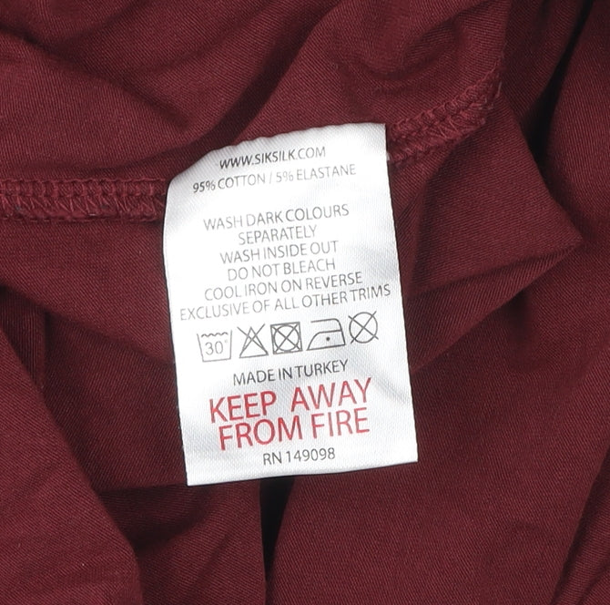 SikSilk Men's Red Slim Fit Crew Neck Short Sleeve T-Shirt M