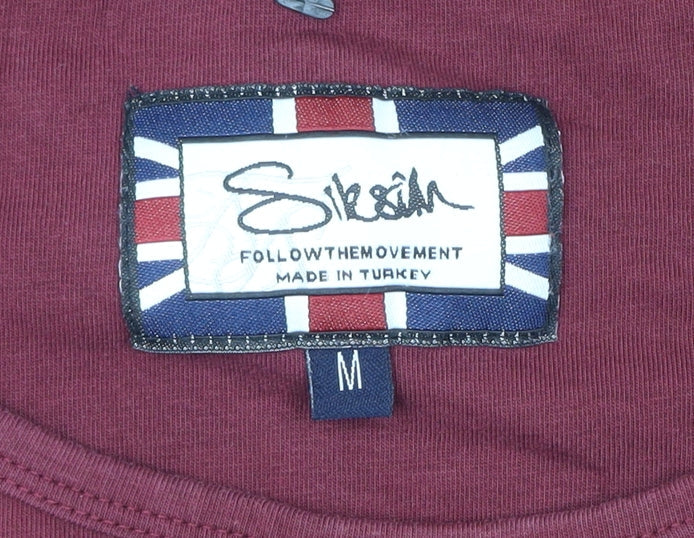 SikSilk Men's Red Slim Fit Crew Neck Short Sleeve T-Shirt M