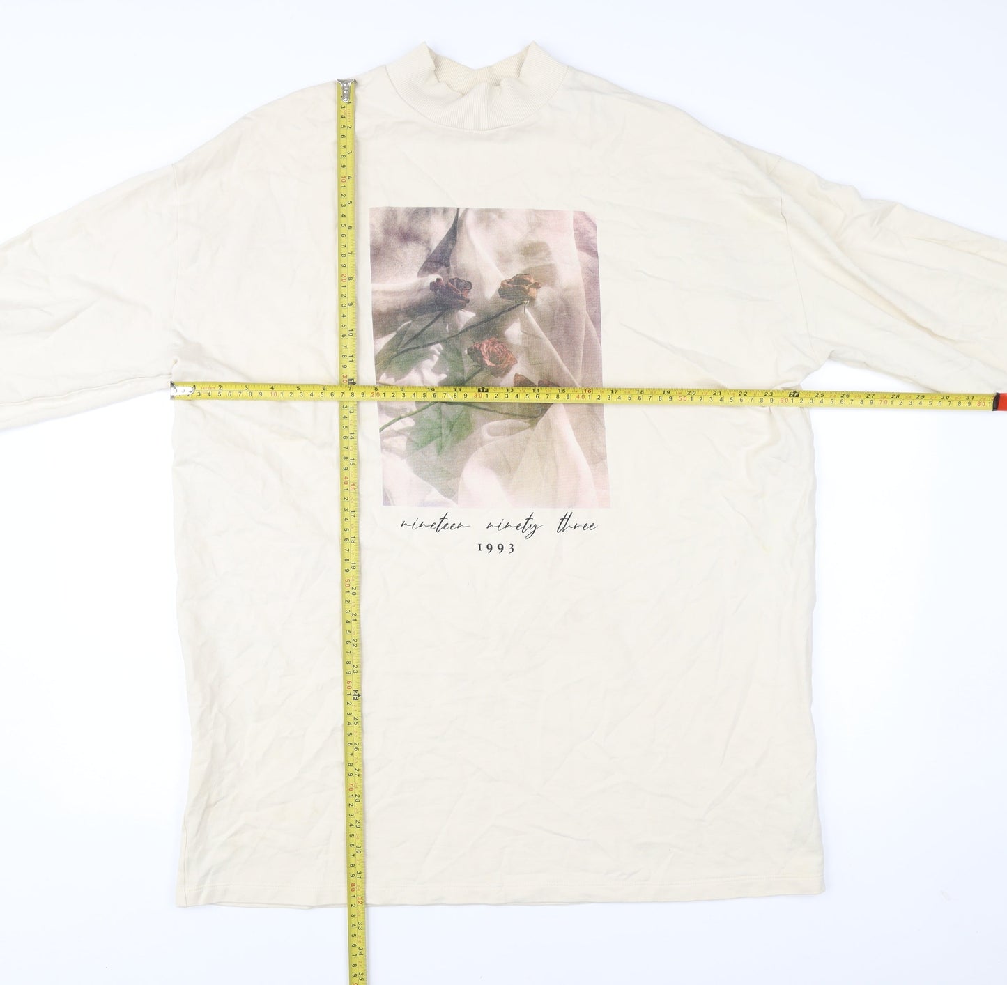 ASOS DESIGN Women’s Ivory Mock Neck Graphic Sweatshirt Size 10