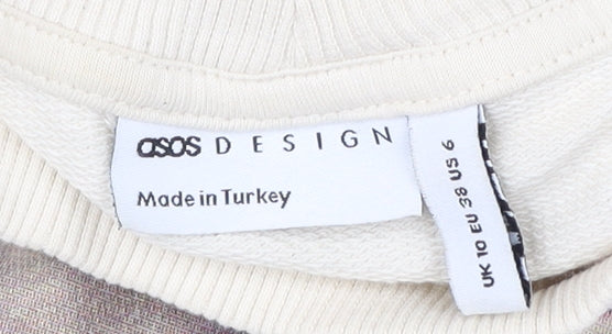 ASOS DESIGN Women’s Ivory Mock Neck Graphic Sweatshirt Size 10